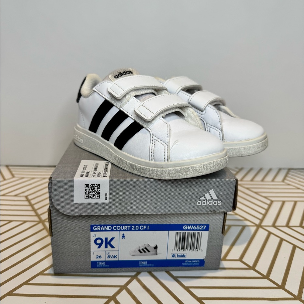Adidas Kids Grand Court 2.0 Sneakers - White and Black